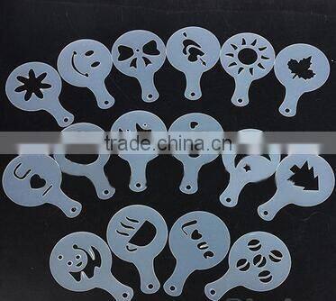 CY183 16Pcs/set Mold Coffee Milk Cake Cupcake Stencil Template Coffee Barista Cappuccino Template Strew Pad Duster Spray Tools
