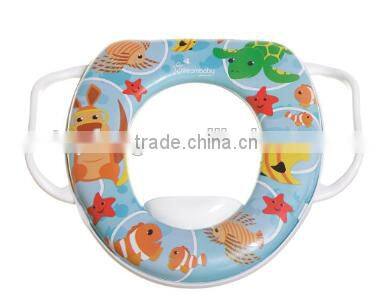 Easy clean soft potty seat with handle/ Children toilet seat