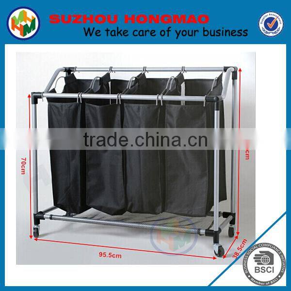 4 compartments Chrome Laundry Sorter with wheel