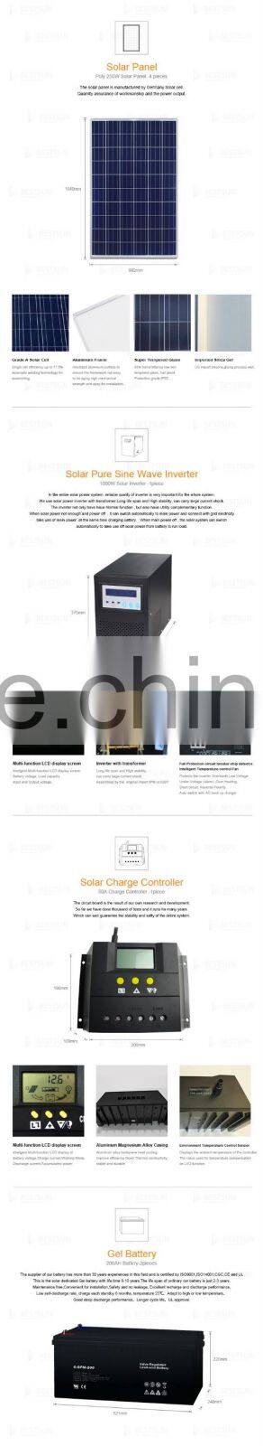 Customized 1KW Solar Power System Home 1000W Solar Panel System