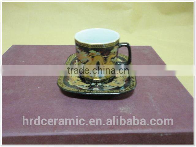 black ceramic mug and dish dinnerware set 6pcs porcelain