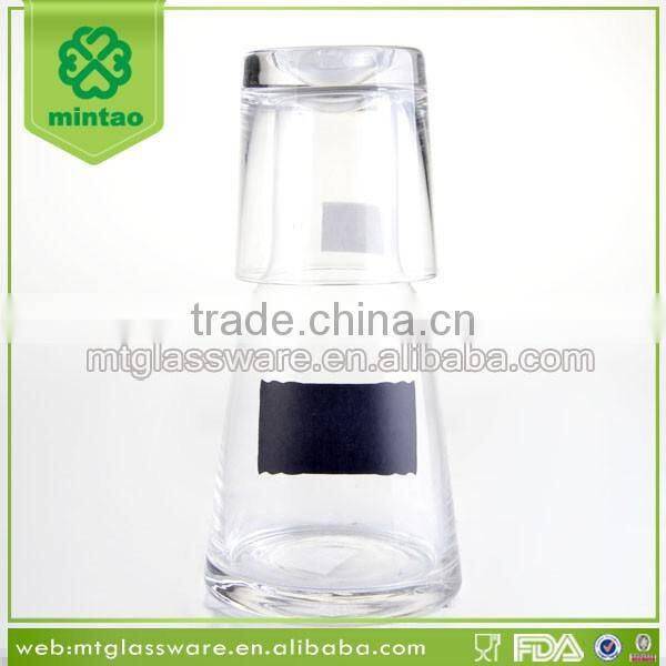 Wholesale bulk drinking glass water jug glass holder with black decal