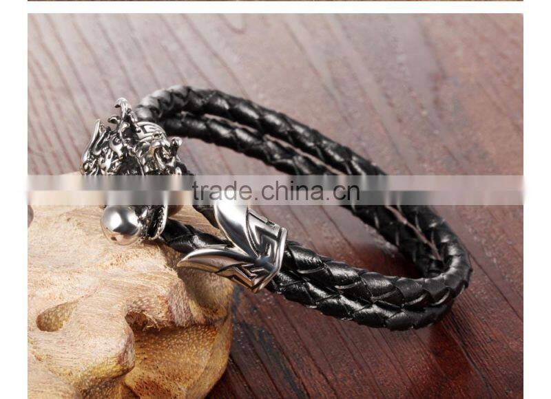 Men's Leather Bracelets 316L Stainless Steel jewelry genuine leather bracelet