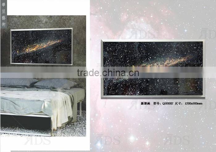 Framed handmade lacquer decor painting outer space for home decoration