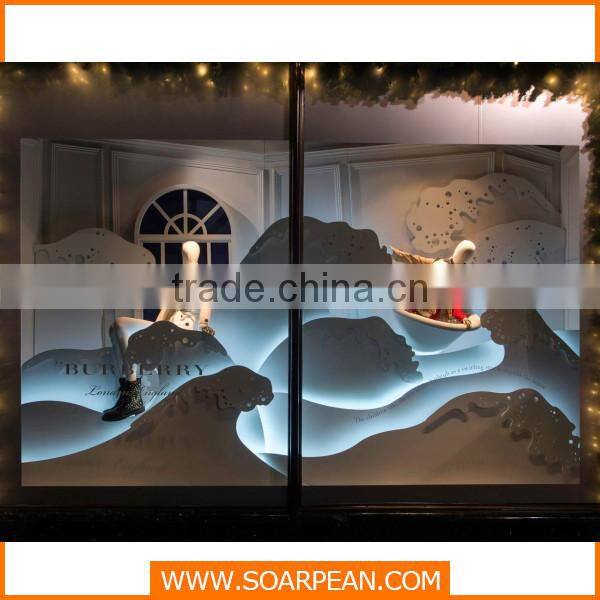 Marine theme PVC window display design summer window display props