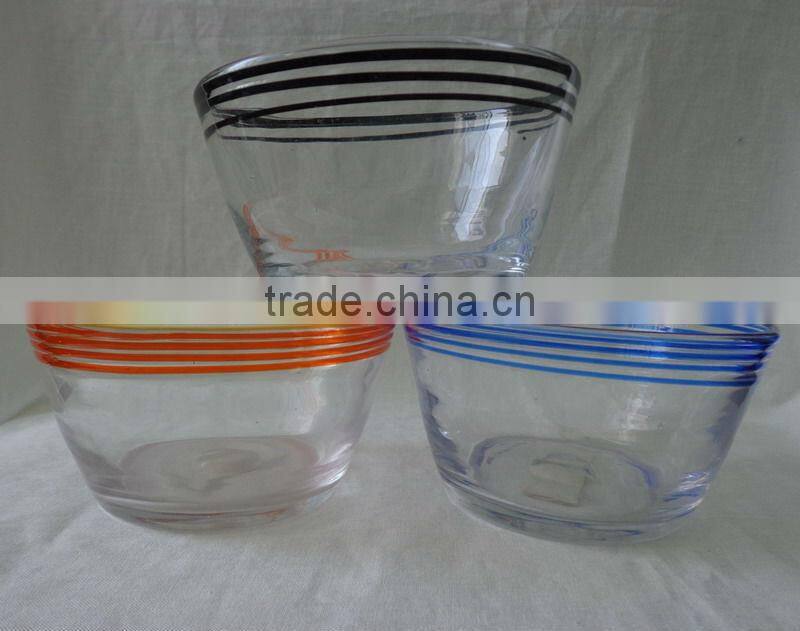 Glass bowl with black edge,clear bowl
