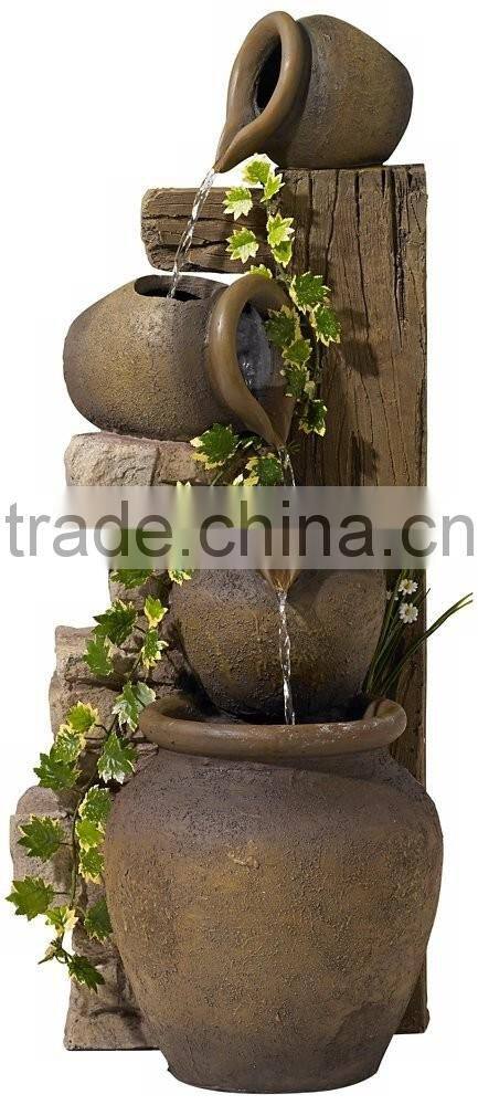 Four Rustic Jugs Cascading Water Fountain