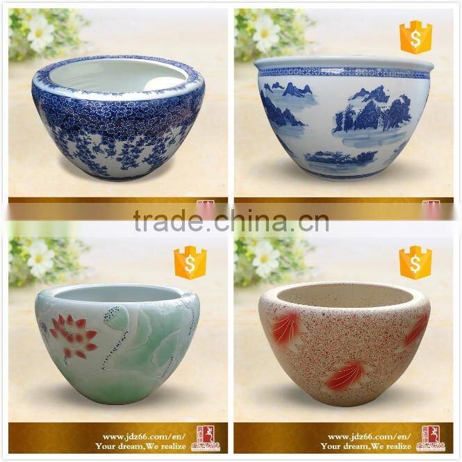 Blue and white ceramic flower pot