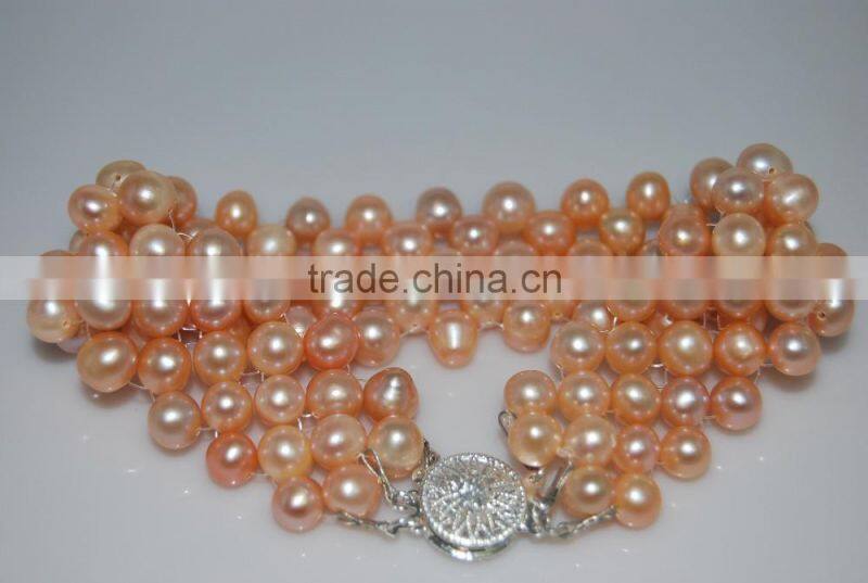 4-5mm Freshwater Pearls Necklace with Bracelet Jewelry Set