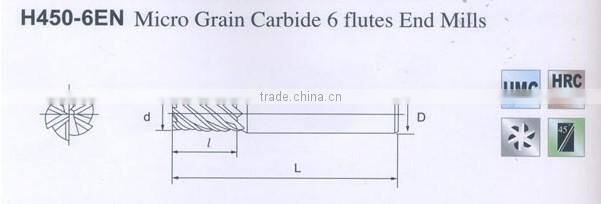 Micro Grain Carbide 6 Flutes End Mills