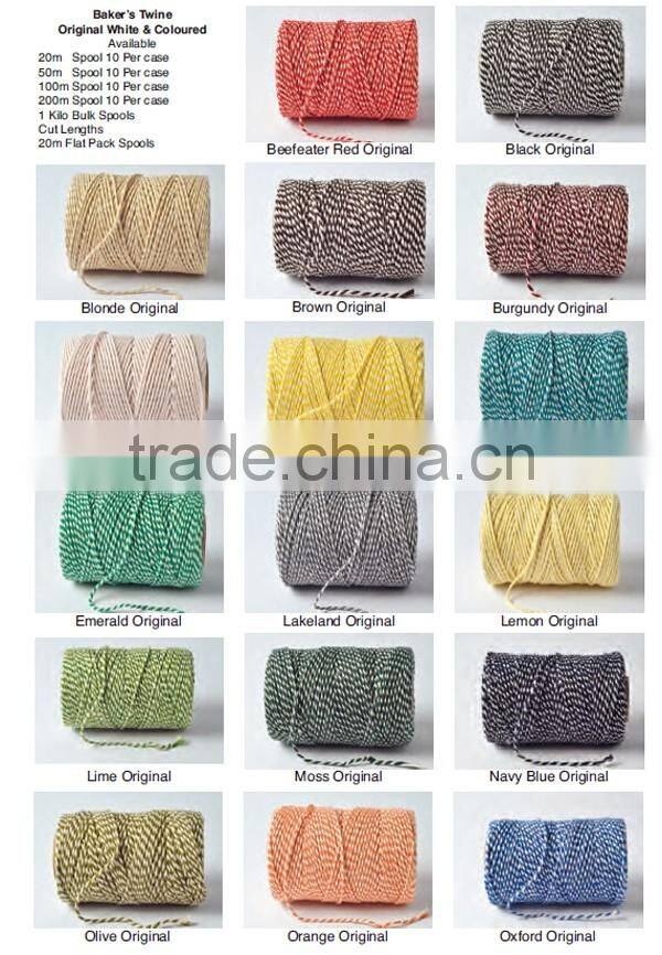 High Quality double colour original cotton gift packing rope bakers twine