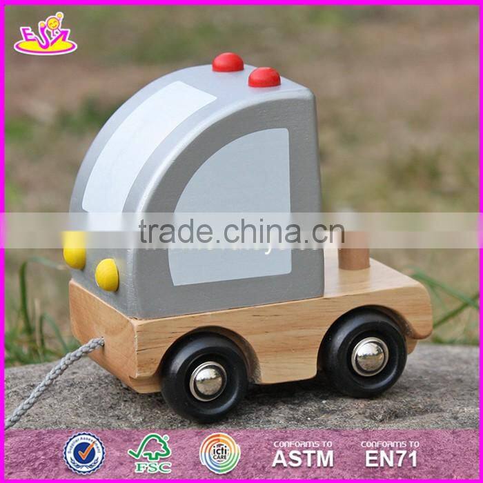 2017 new design children funny wooden toy pulling trucks W05C082