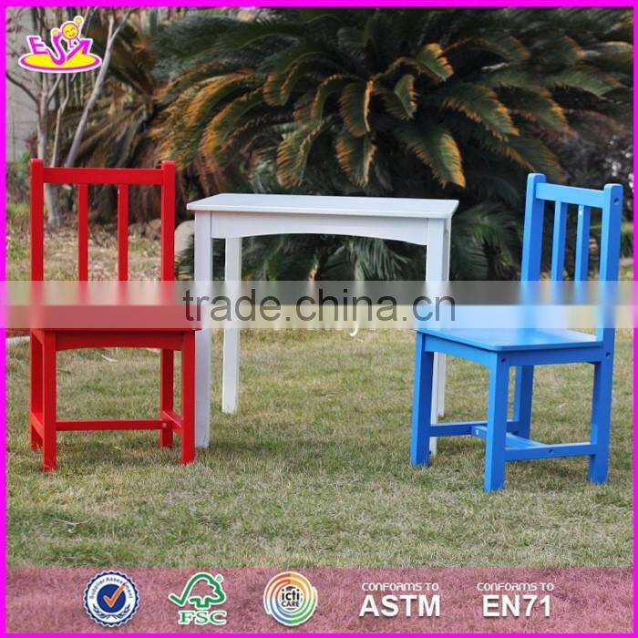 2017 New design nursery school colorful wooden kids table and chair set W08G223