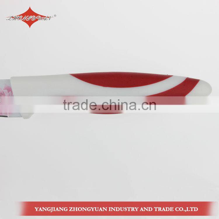 5 pcs set of non-stick coated/colorful rose printing kitchen knives