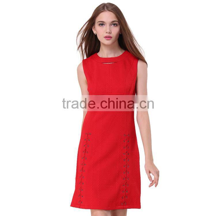 2017 office casual pictures sleeveless dress for ladies