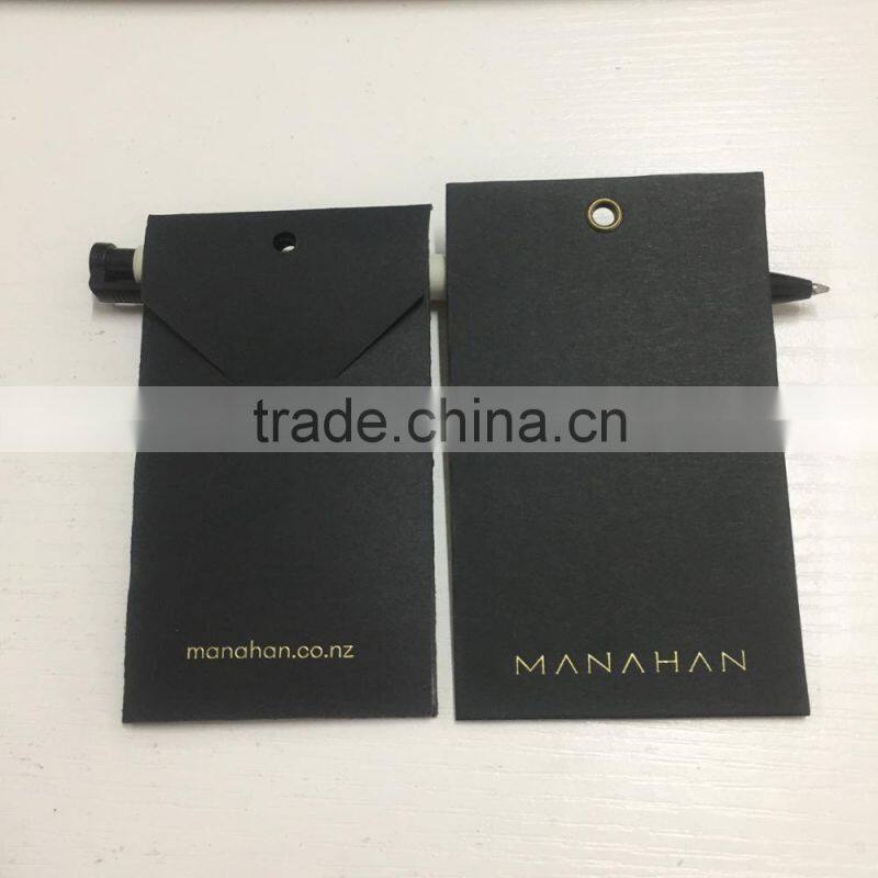 2017 Hot sale high quality gold stamping logo paper hang tags for garments