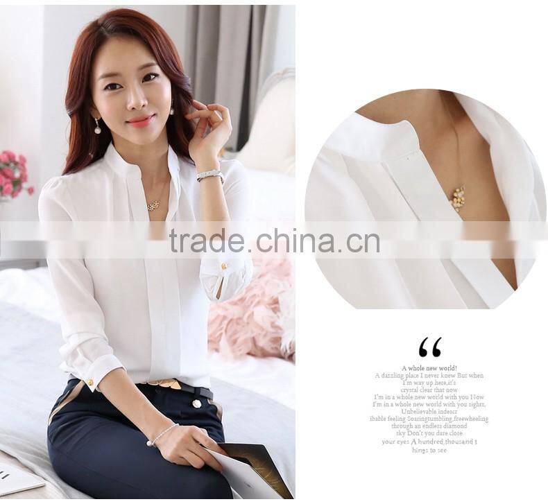 SZXX Tops Wholesale Womens Lady Elegant White V-Neck Shirts