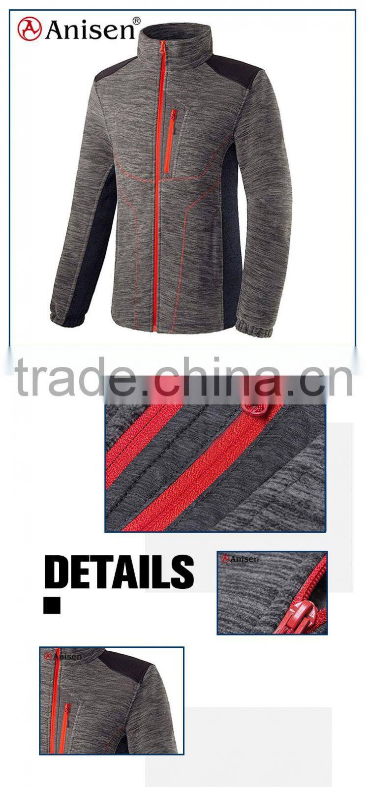 apparel manufacturer wholesale melange fleece zipper-up men's jacket in new modle