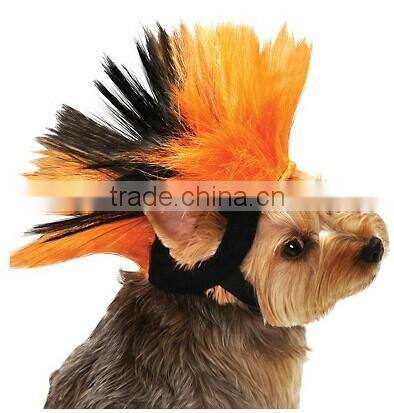 Pet Punk Halloween Costume Orange Dog Mohawk Wig