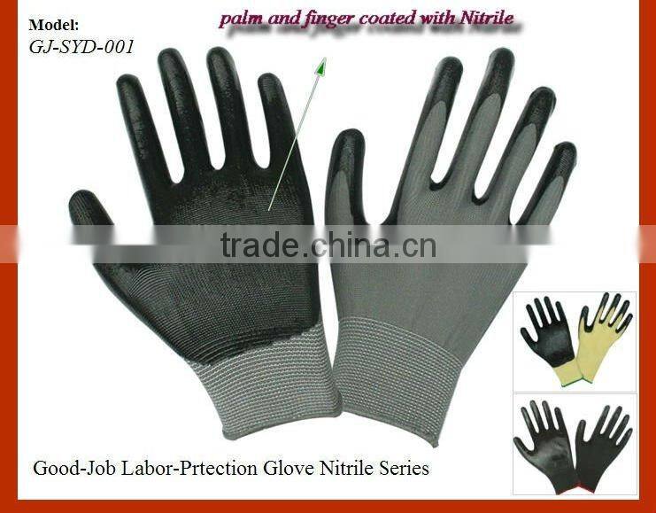yellow nitrile coated gloves with head protection