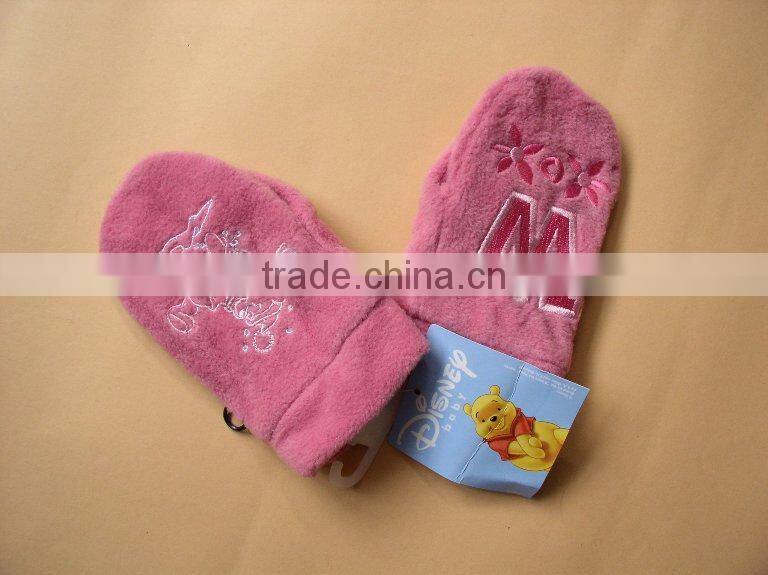 winter polar fleece fingerless mitten knit embroidery baby children kids mitten cheap customer logo boy girl mitten