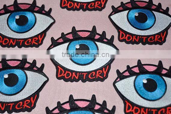 Custom hand made don't cry eye embroidered patch for clothes embroidery patch made in china choose size/color