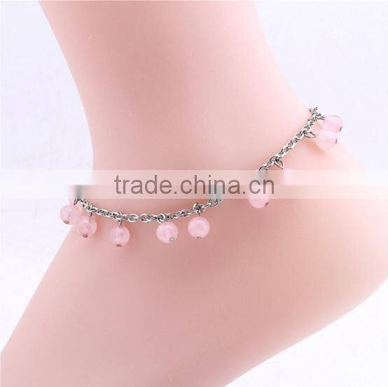 6mm round red agate stone charms anklets diy red natural stone beads chain anklet bracelet wholesale