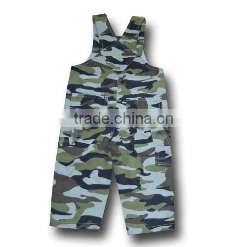 Green camo kids suspenders casual style for boys latest design overalls wholesale