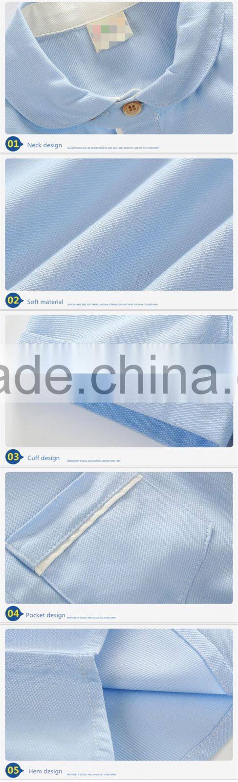 High quality plain blue cotton Polo shirt kindergarten primary school uniform