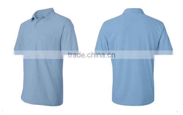 promotional high quality 100% cotton blank short sleeve pure color polo shirts with pockets