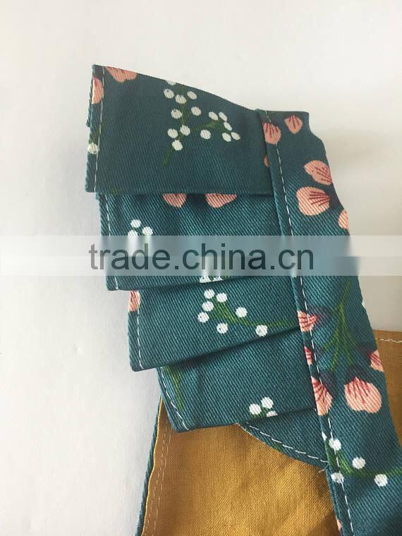 Green Twill Fabric Flora Romper High End Infant Toddlers Clothing Baby Romper