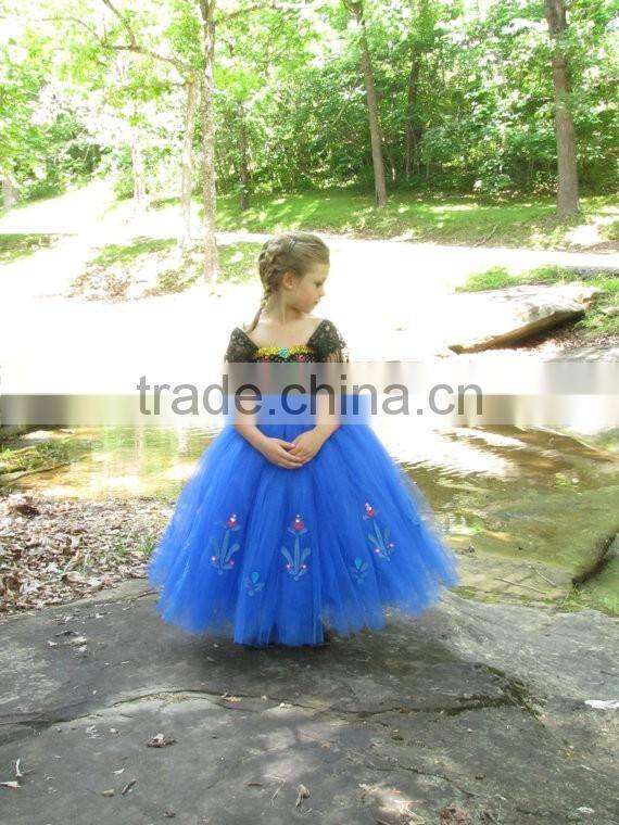 Princess Girls Blue Lace Tutu Dress Kids Long Frocks Design Dress
