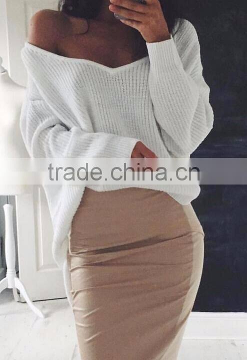 Runwaylover Ladies Deep V-Neck Sexy Knitted Pullover Sweaters