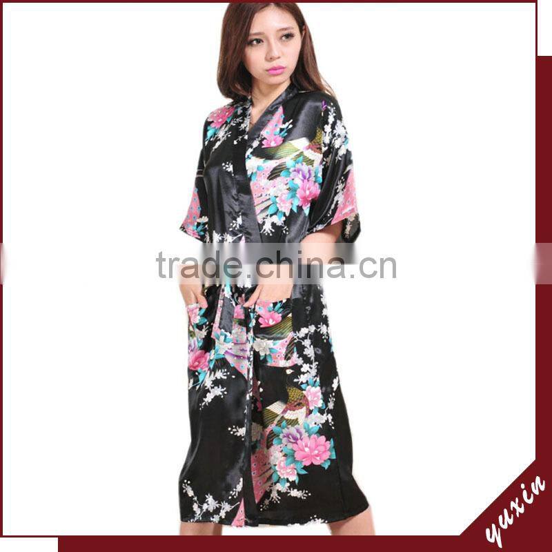 15 Colors Factory wholesale plus size peacock women robe sleepwear,nightgown silk robes RL1-00