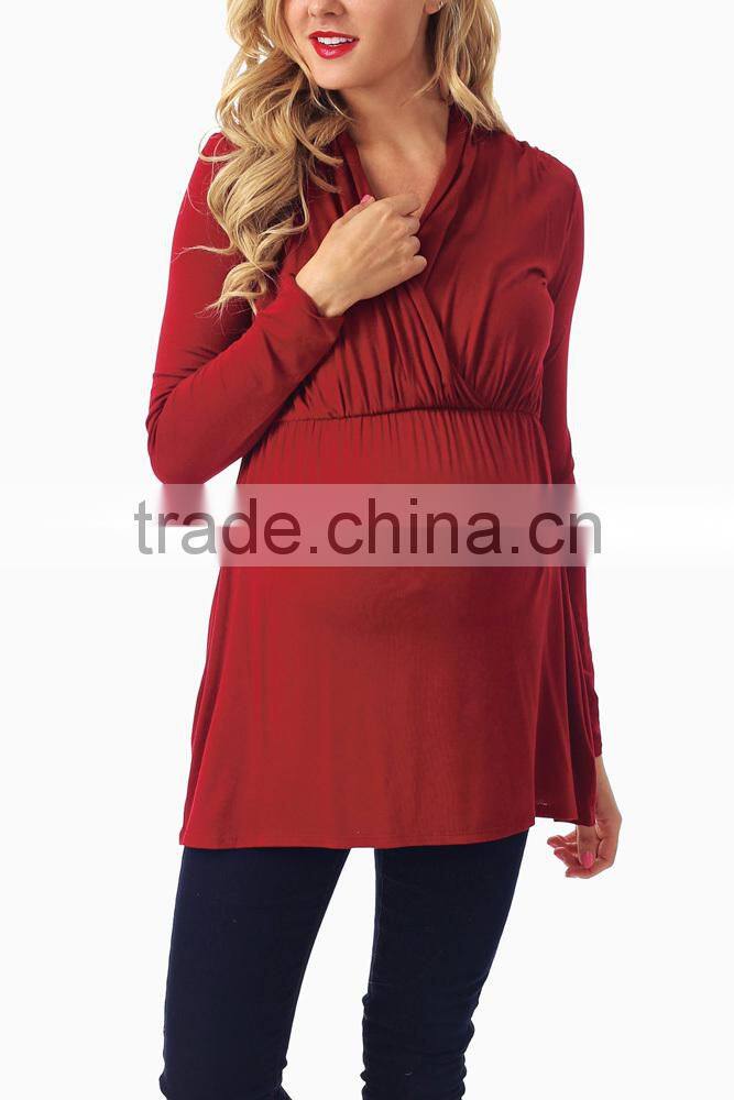PURPLE LONG SLEEVE MATERNITY/NURSING TOP