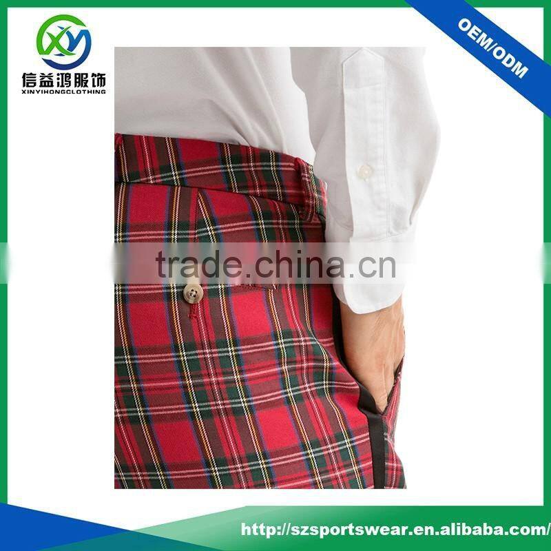 Popular design high quality custom red squares sublimation printing breathable golf pants for men