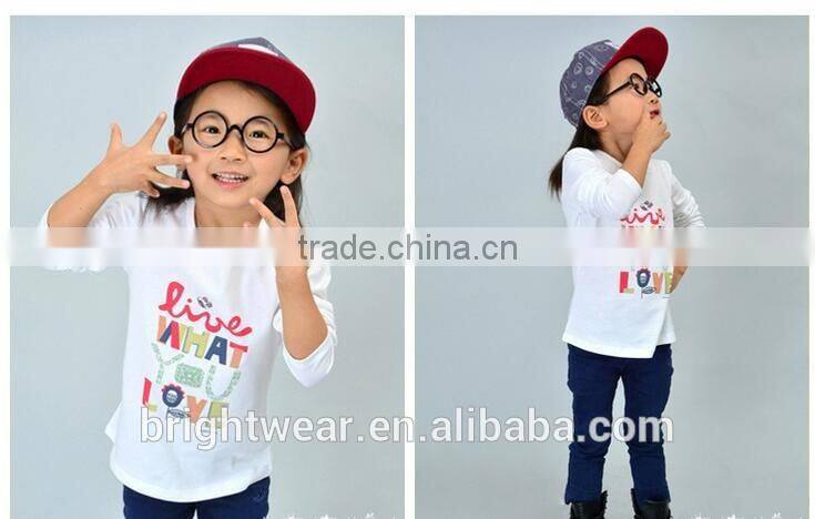 Children's 100% cotton long sleeve t shirt with lovely printing under shirt bottom shirt