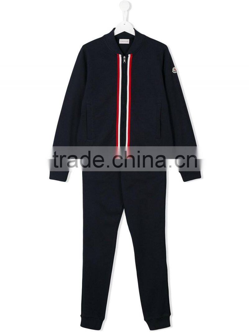 2017 wholesale fashion Custom sports suit Kids baby boy contrast pocket tracksuit children's clothing set