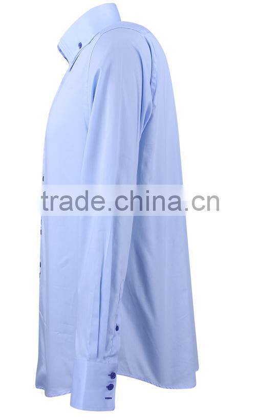 2017 new men's dress shirt with high double button-down collar