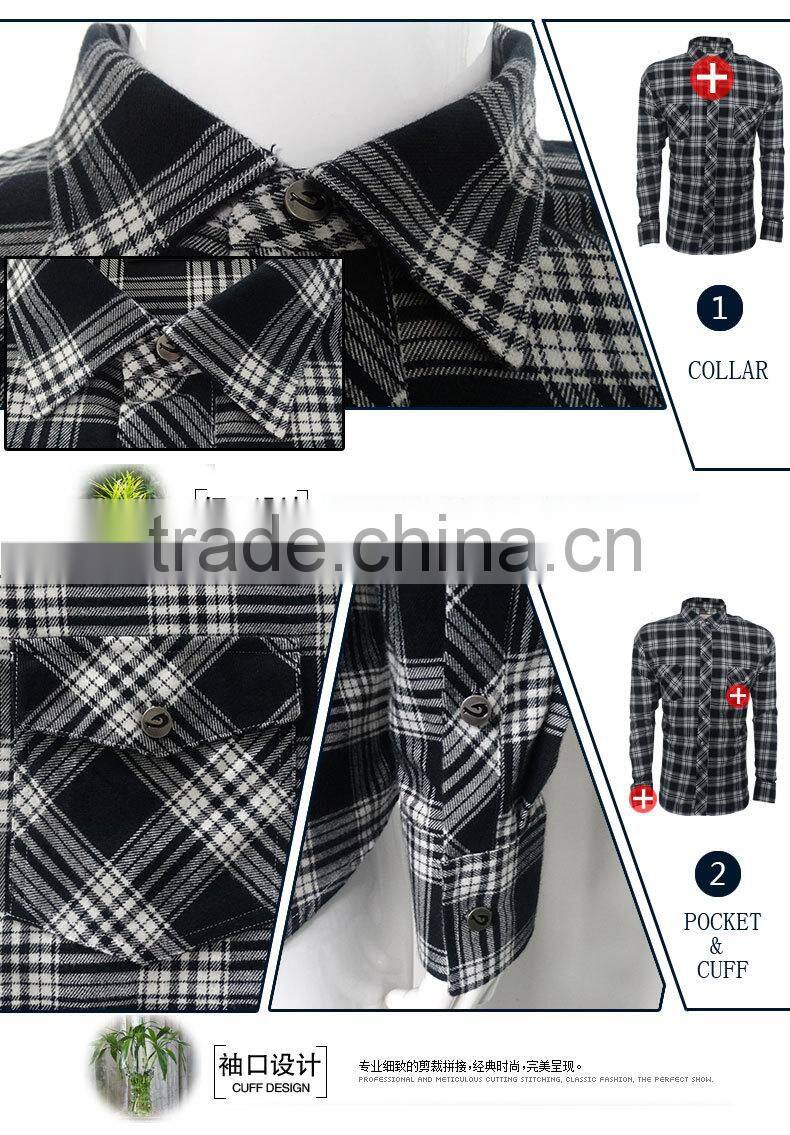 100% cotton flannel check shirts for men