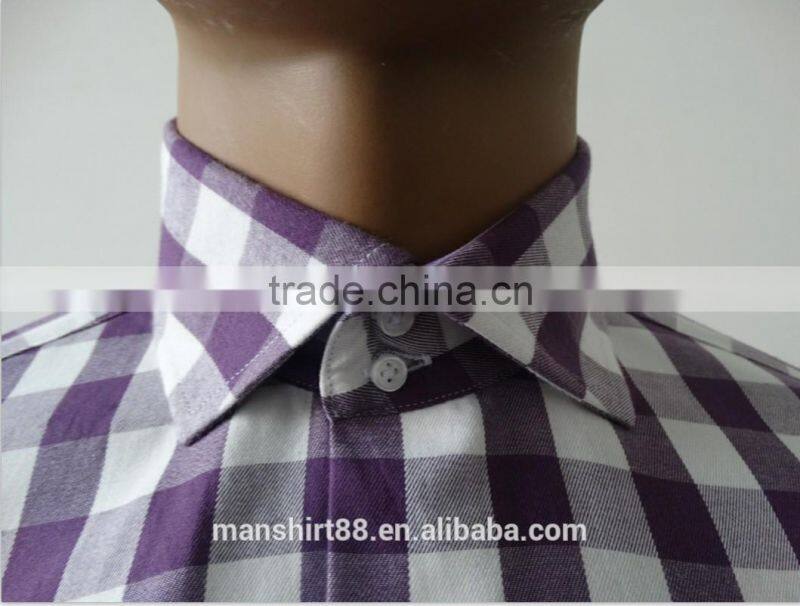 2016 100% cotton plaid spread collar men's flannel shirt