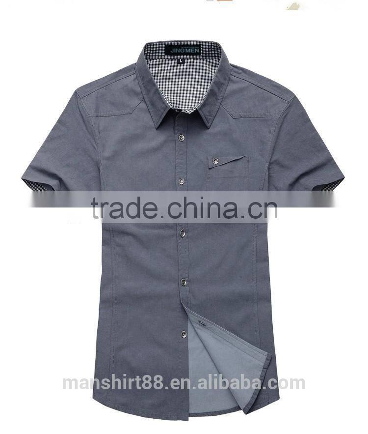 latest fashion short sleeve slim fit cotton oxford shirt