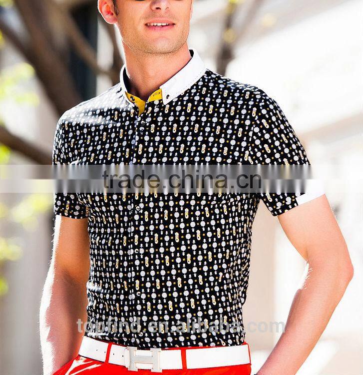 hawaii style short sleeve brand mercerized cotton slim man shirt