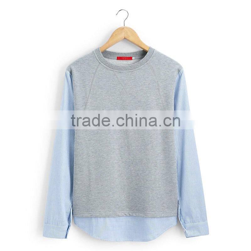 long sleeves quilted round neck pullover sweatshirts oem