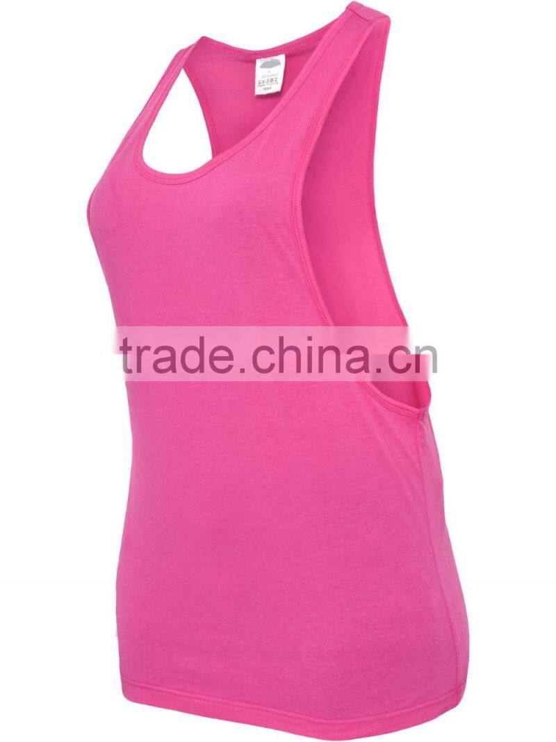 OEM service fashion lady long loose vest top 100%cotton