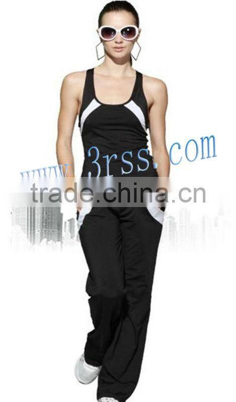 Hot sale women yoga wear tee&straight leg pant