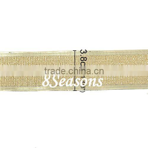 Golden Satin Ribbon For Christmas Decoration 3.8cm