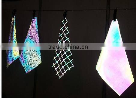 high light durable stretched reflective printing rainbow fabric , reflective printed fabric