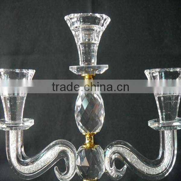 Wedding Decorative Candelabra,Crystal With Golden Metal Candle Holder