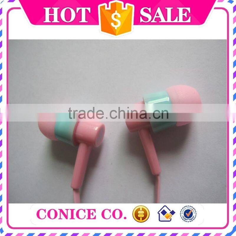 2015 hottest sale waterproof pink silicone plastic plug in ear earbuds magic stereo HIFI handsfree wired earphones with mic
